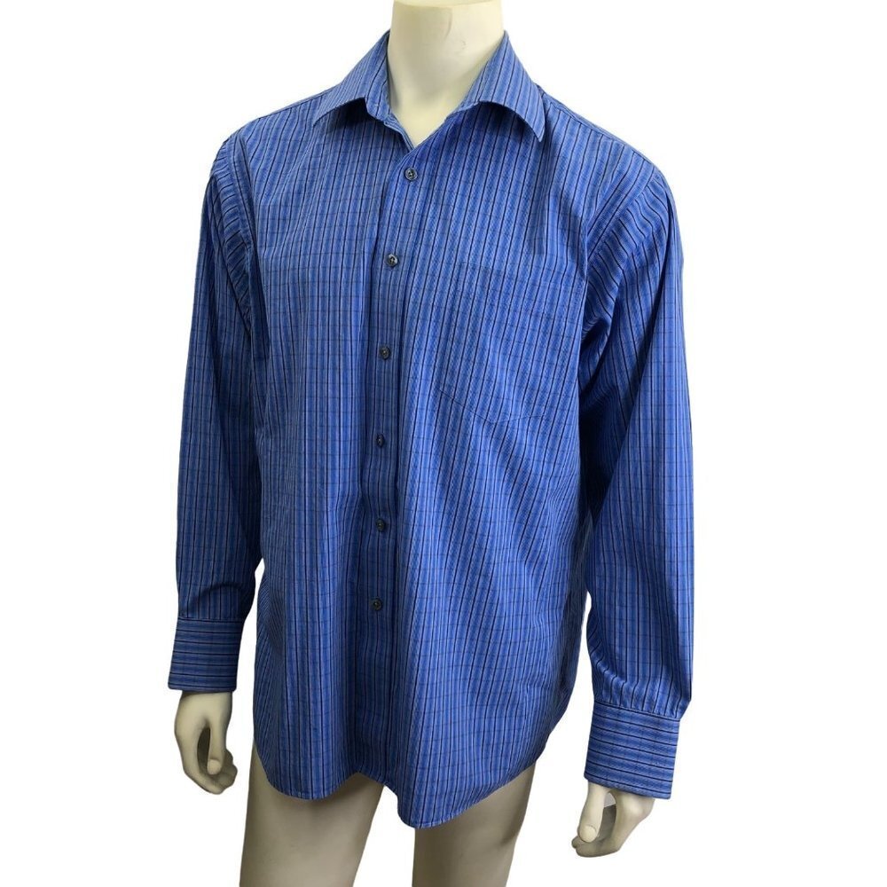 MICHAEL KORS MENS BUTTON‎ UP SHIRT BLUE  SIZE XL 17.5 34-35